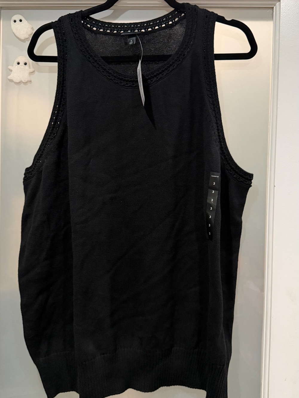 Torrid Crochet Trim Sweater Tank Black